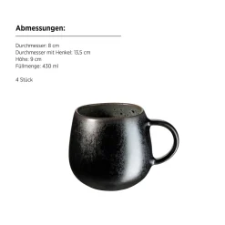Kaffeebecher-Set, Steinzeug Carellia Grau