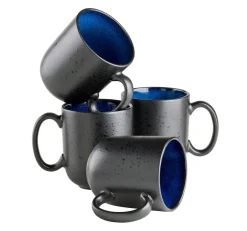 Kaffeebecher-Set, Steinzeug Niara Schwarz / Grau