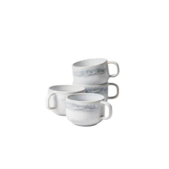 Kaffeeobertassen-Set, Steinzeug TIEFER SEE Grau / Weiß