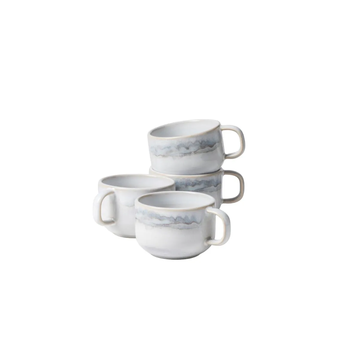 Kaffeeobertassen-Set, Steinzeug TIEFER SEE Grau / Weiß