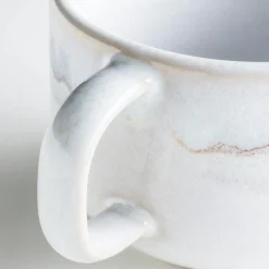 Kaffeeobertassen-Set, Steinzeug TIEFER SEE Grau / Weiß