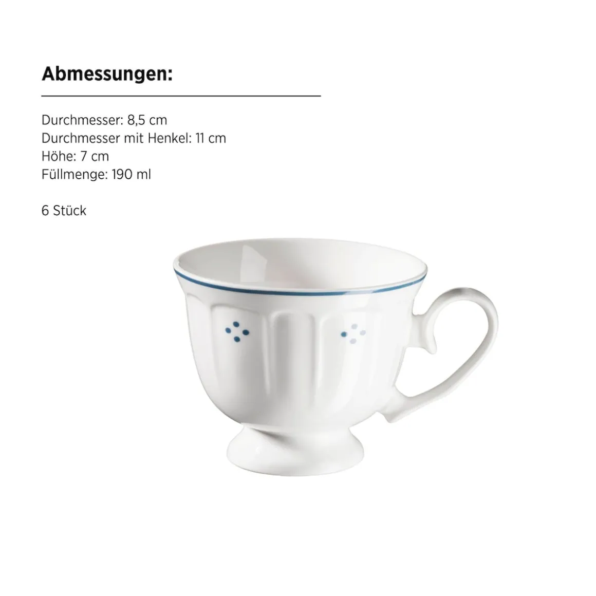 Kaffeeservice, Porzellan Lova Weiß / Blau