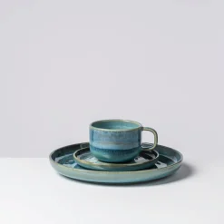 Kaffeeservice, Steinzeug TIEFER SEE Blau / Grün
