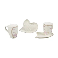 Kaffeetassen mit Untertassen "Herz", 2 Stück je 250 ml