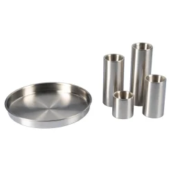 Kerzenteller „Edelstahl“, 5-teilig