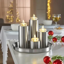 Kerzenteller „Edelstahl“, 5-teilig