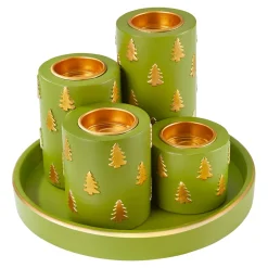 Kerzenteller, 5-teilig Tannenbäume