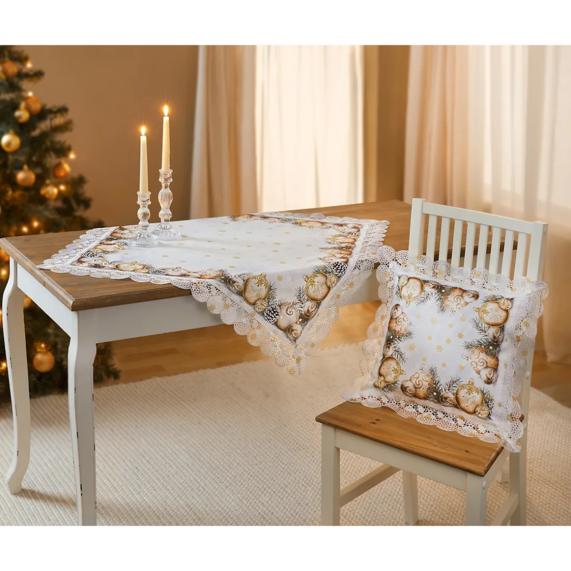 Kissenhülle „Festtagskugeln“, 40x40 cm