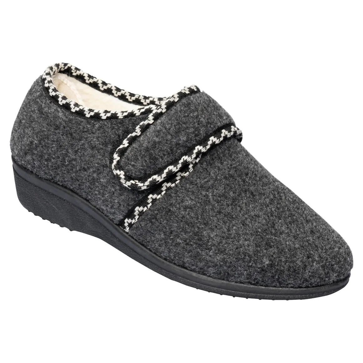 Klett-Hausschuh "Claudia" mit Wolle grau