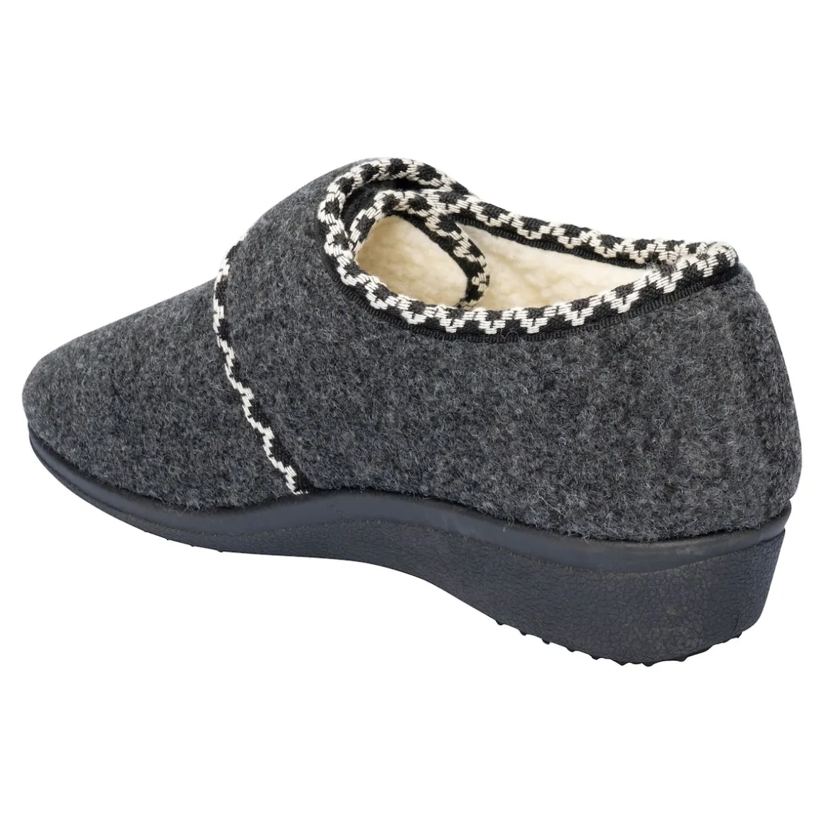 Klett-Hausschuh "Claudia" mit Wolle grau