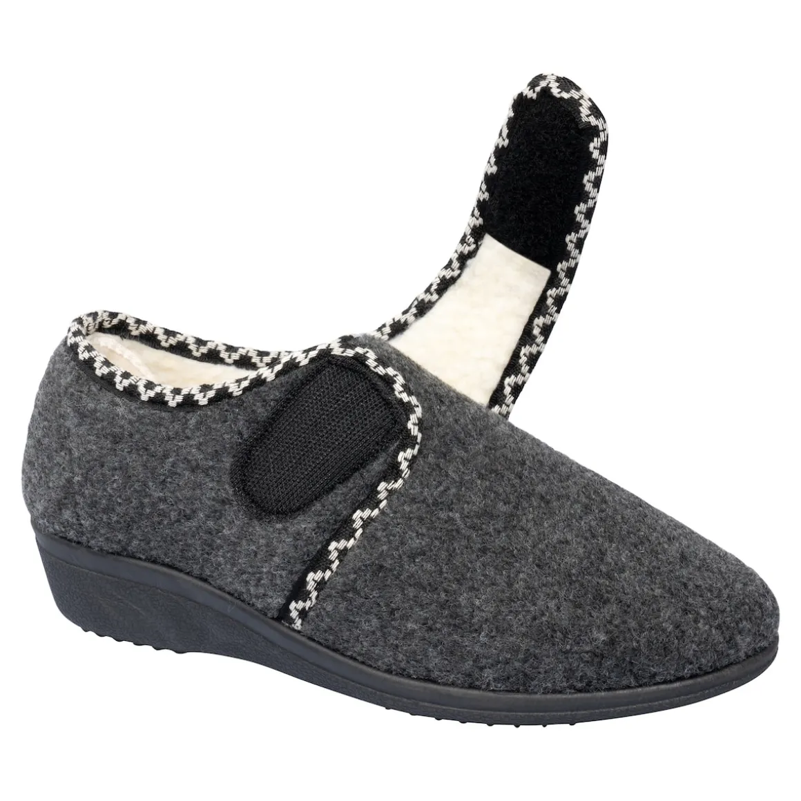 Klett-Hausschuh "Claudia" mit Wolle grau