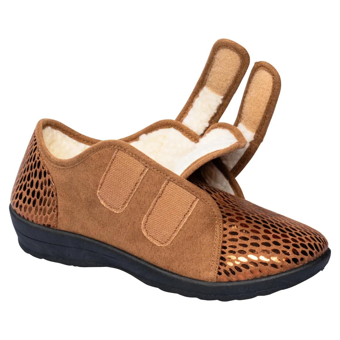 Klett-Pantolette "Petra" braun