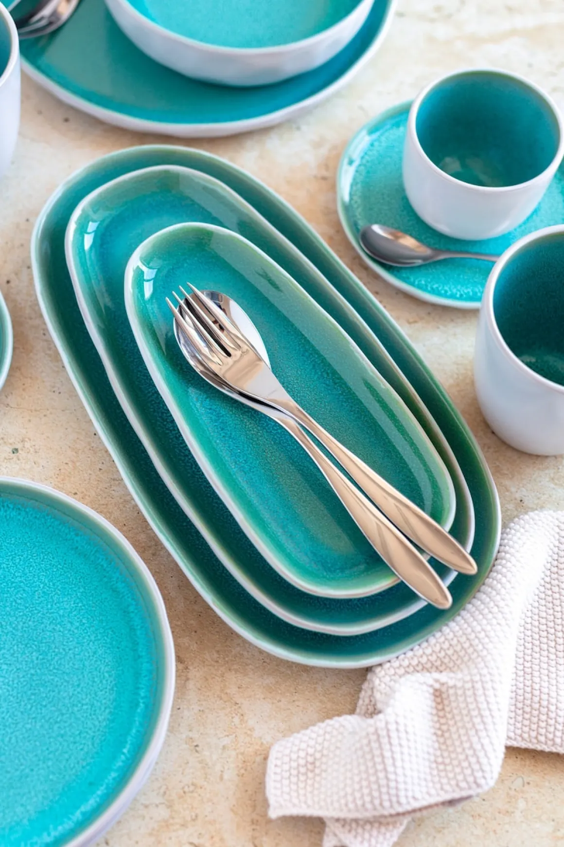 Kombiservice, Steinzeug Elea Hellgrün