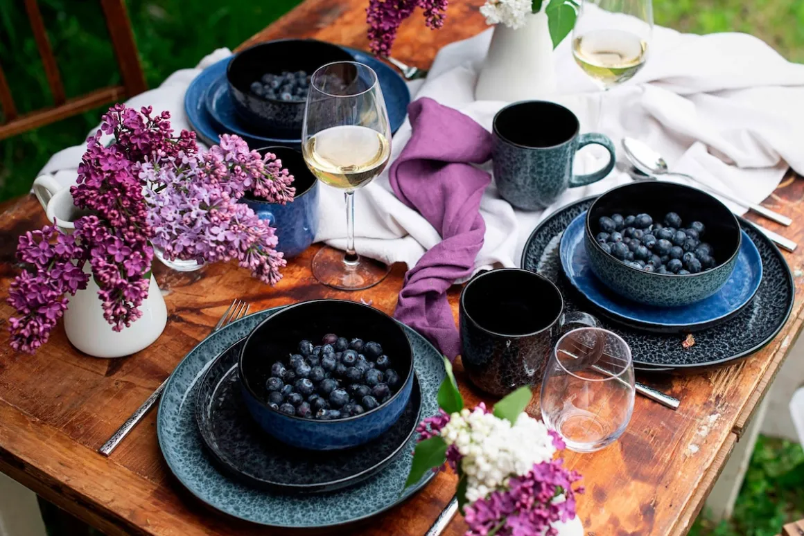 Kombiservice, Steinzeug Filippa Blau