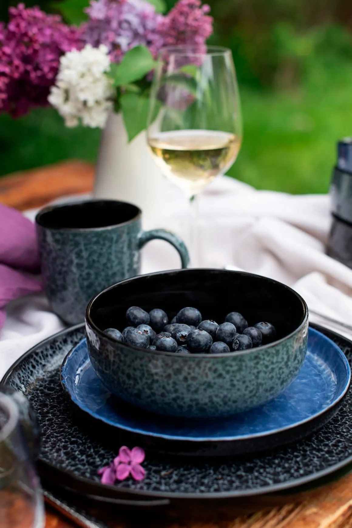 Kombiservice, Steinzeug Filippa Blau