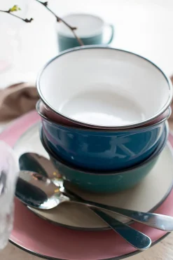 Kombiservice, Steinzeug Maila Petrol, Altrosa, Beige, Dunkelblau