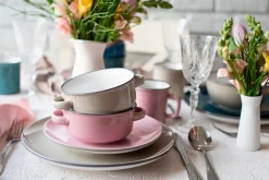 Kombiservice, Steinzeug Maila Petrol, Altrosa, Beige, Dunkelblau