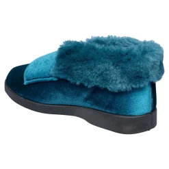 Kuschel-Kletthausschuh "Carmen" petrol