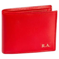 Lederbörse „Sicherheitsfach“ mit Initialen rot