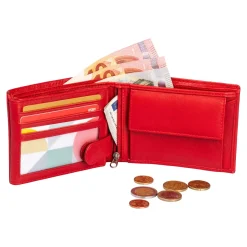 Lederbörse „Sicherheitsfach“ mit Initialen rot