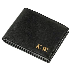 Lederbörse „Sicherheitsfach“ mit Initialen schwarz