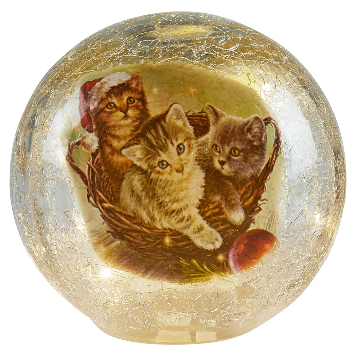 LED-Glaskugel "Weihnachtskatzen"