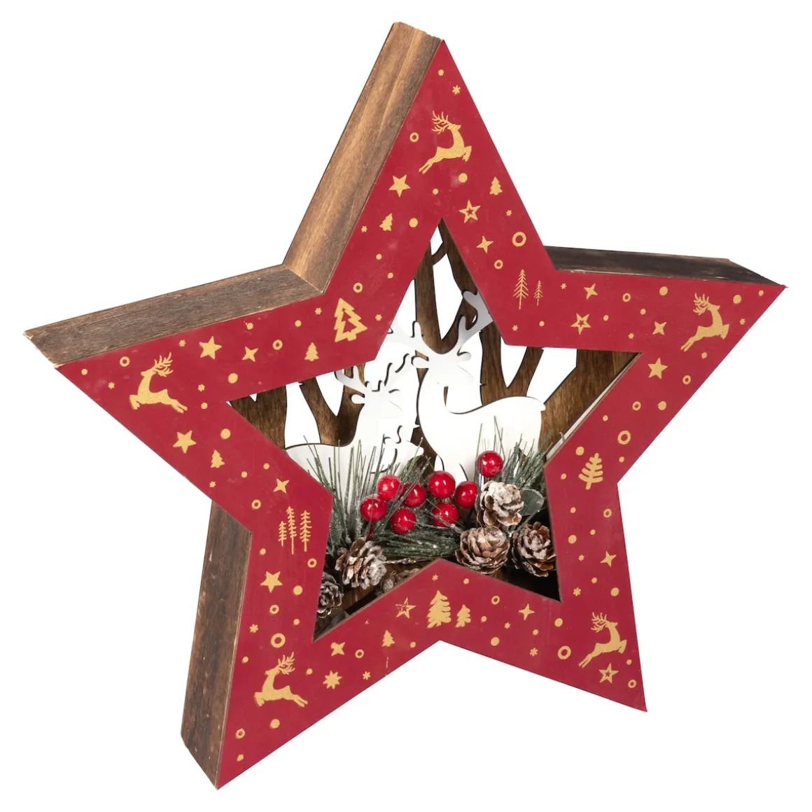 LED-Holzdeko „Stern“ rot