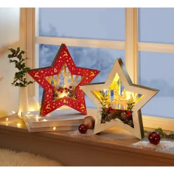 LED-Holzdeko „Stern“ rot