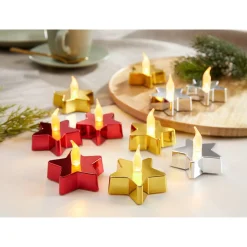 LED-Teelichter „Stern“, 4 Stück goldfarben