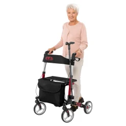 Leichtgewicht-Rollator Premium, Aluminium, mit Rückengurt und Tasche - AT51006 rot