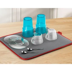 Microfaser Abtropfmatte "Softex" grau/rot