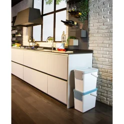 Müllbehälter, 2er Set, je 25 l, stapelbar weiß