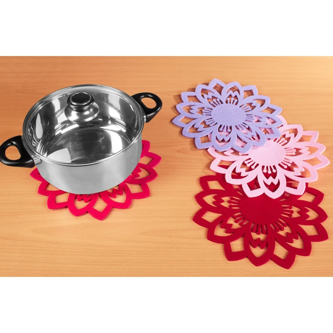 Pfannenschoner, Untersetzer Filzblüten "Fleur", 4 Stück