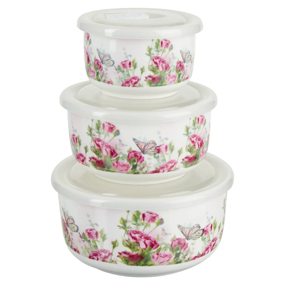 Porzellan-Frischhaltedosen-Set "Rosengarten", 6-teilig