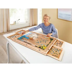 Puzzletisch mit 4 Schubladen, drehbar inkl. Abdeckung + Puzzle-Kleber Permanent, 200 ml für 1500 Teile