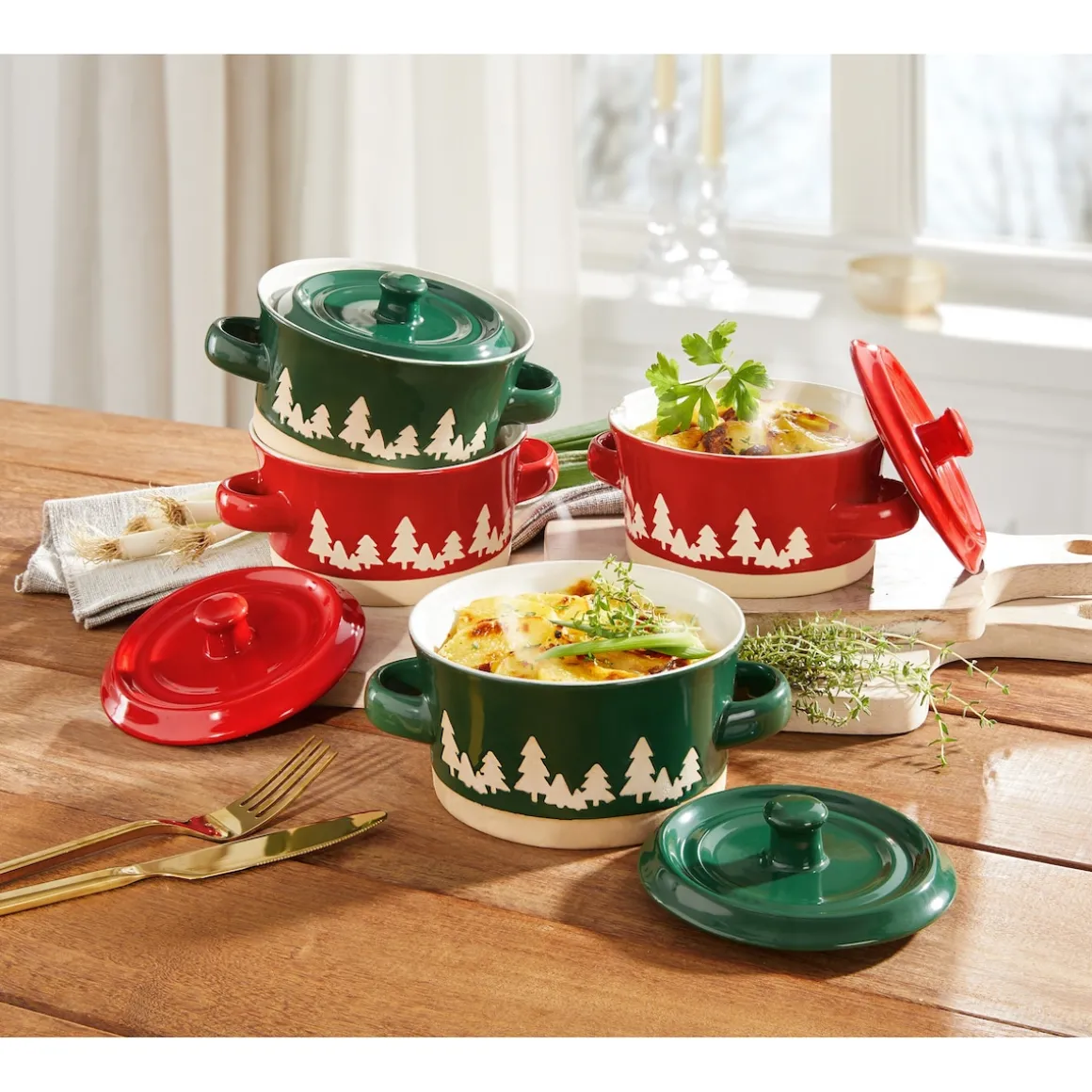 Schlemmer-Töpfchen „Tannenbäume“, 4 Stück