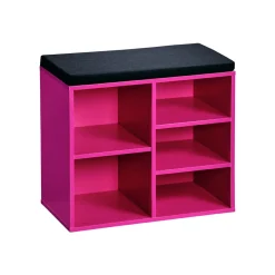 Schuhschrank mit Sitzkissen, 5 Fächer pink