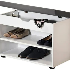 Schuhschrank mit Sitzkissen, 2 Fächer weiß