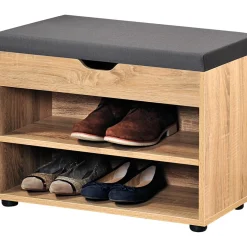 Schuhschrank mit Sitzkissen, 2 Fächer eiche