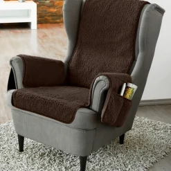 Sesselschoner mit Schurwolle braun