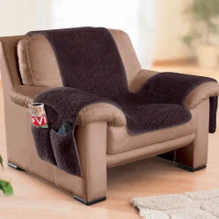 Sesselschoner mit Schurwolle braun