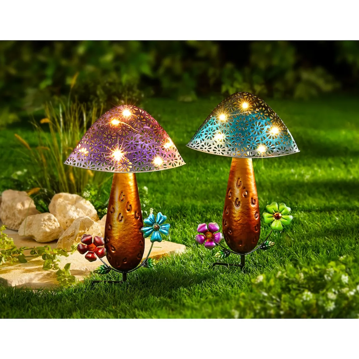 Solar-LED-Pilz blau
