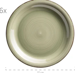 Speiseteller-Set, Steingut LUMACA Olivgrün