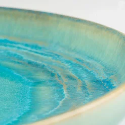 Speiseteller-Set, Steinzeug TIEFER SEE Blau / Grün