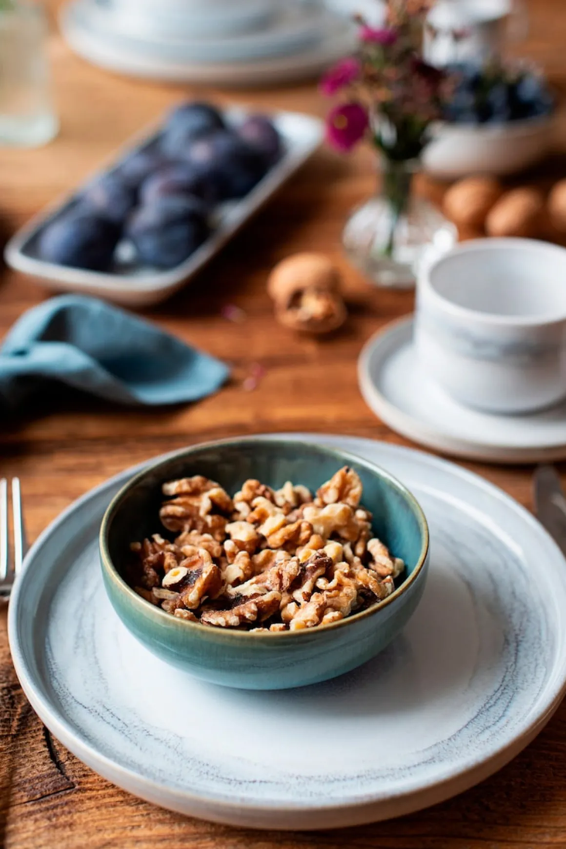 Speiseteller-Set, Steinzeug TIEFER SEE Grau / Weiß