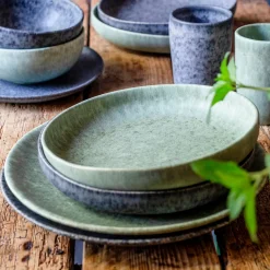 Speisteller-Set, Steinzeug Moos'N'Stein Grün