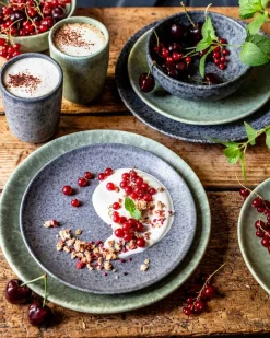 Speisteller-Set, Steinzeug Moos'N'Stein Grau