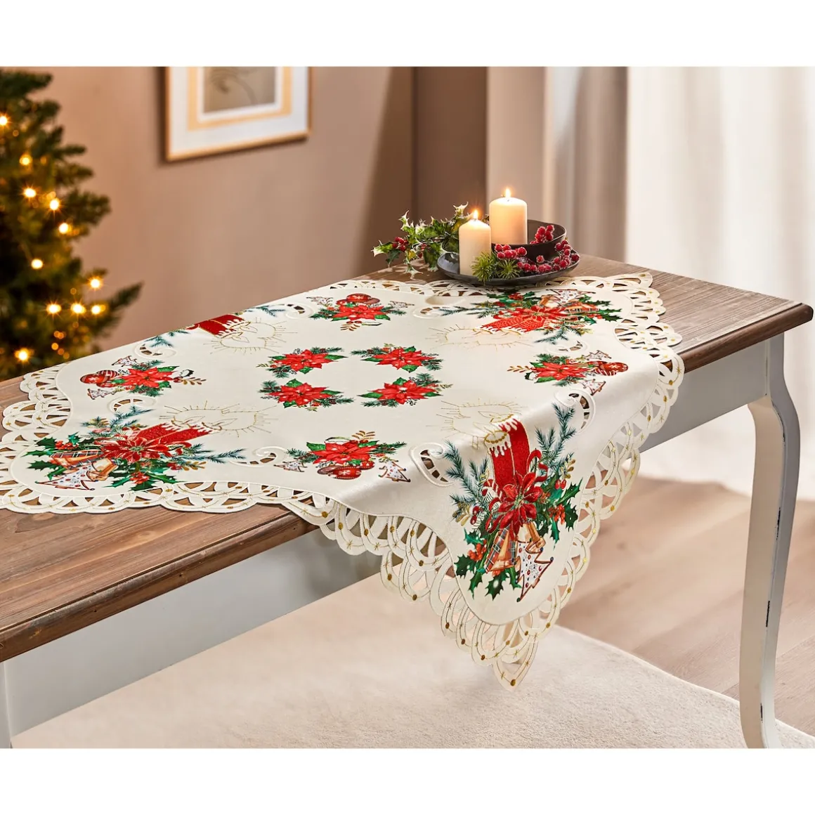 Spitzen-Mitteldecke „Christstern“, 85x85 cm