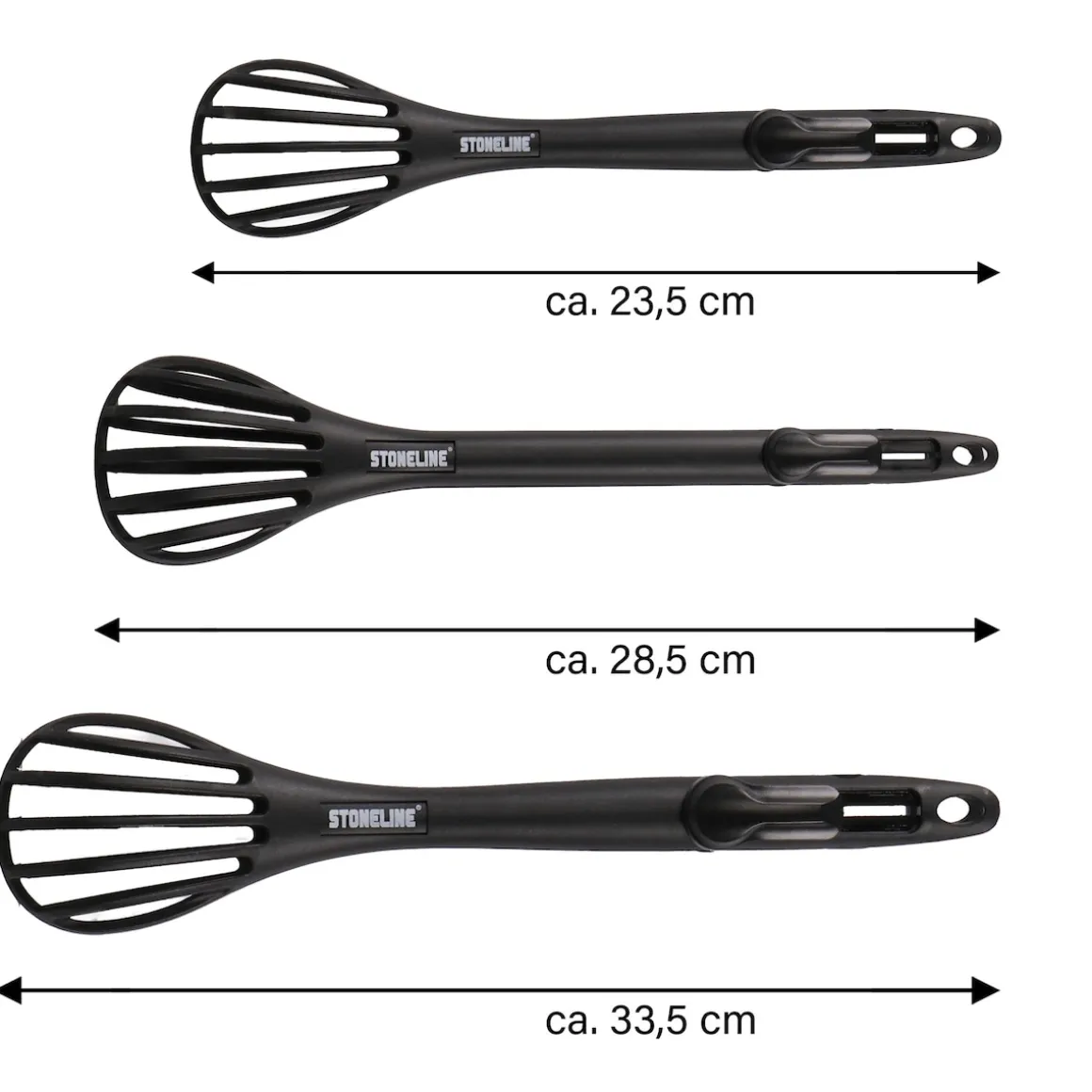STONELINE 4 in 1 Multifunktionales Schneebesen Küchenzangen Set | 3-teilig