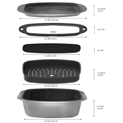 STONELINE Bräter und Back Set 5-teilig 39x22 cm | mit Deckeln
